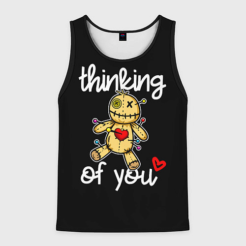 Мужская майка без рукавов Думаю о тебе - кукла вуду / 3D-Черный – фото 1