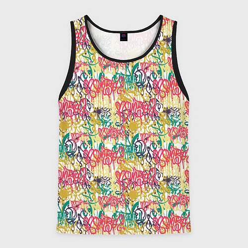 Мужская майка без рукавов Граффити с подтёками / 3D-Черный – фото 1