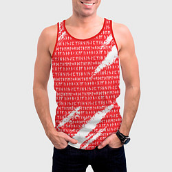 Майка-безрукавка мужская Руны на красно-белом рваном фоне, цвет: 3D-красный — фото 2