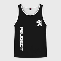 Майка-безрукавка мужская Peugeot logo white, цвет: 3D-белый