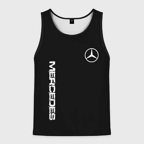 Мужская майка без рукавов Mercedes benz logo white auto / 3D-Черный – фото 1
