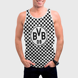 Майка-безрукавка мужская Borussia клетка текстура, цвет: 3D-белый — фото 2