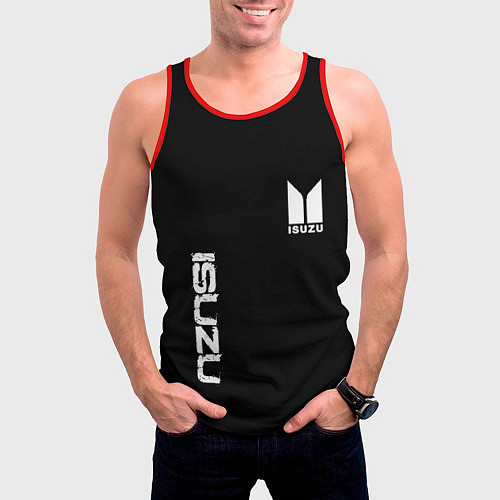 Мужская майка без рукавов Isuzu logo white / 3D-Красный – фото 3