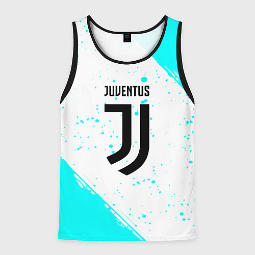 Мужская майка без рукавов Ювентус краски голубые / 3D-Черный – фото 1