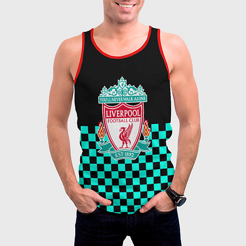 Мужская майка без рукавов Liverpool fc sport клетка / 3D-Красный – фото 3
