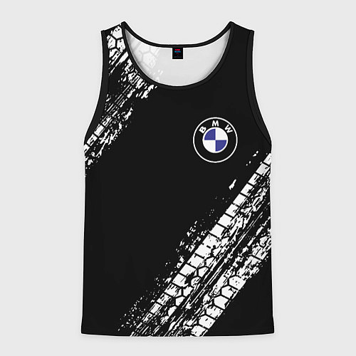 Мужская майка без рукавов BMW : автомобильные текстуры шин / 3D-Черный – фото 1
