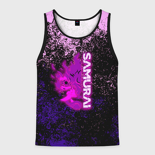 Мужская майка без рукавов Samurai neon logo краски / 3D-Черный – фото 1