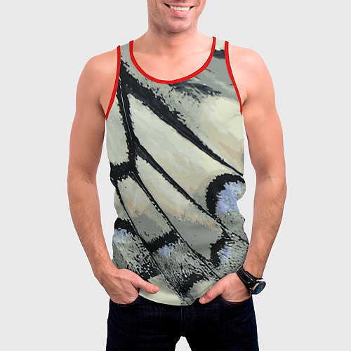 Мужская майка без рукавов Абстракция - крыло бабочки / 3D-Красный – фото 3