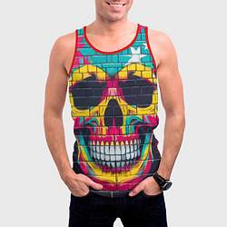 Майка-безрукавка мужская Граффити черепа - нейросеть, цвет: 3D-красный — фото 2