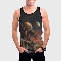 Майка-безрукавка мужская Внеземной винтажный пейзаж, цвет: 3D-черный — фото 2