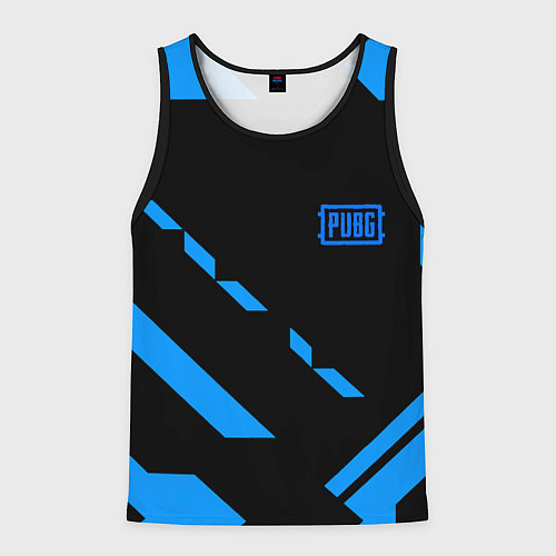 Мужская майка без рукавов PUBG blue geometry / 3D-Черный – фото 1