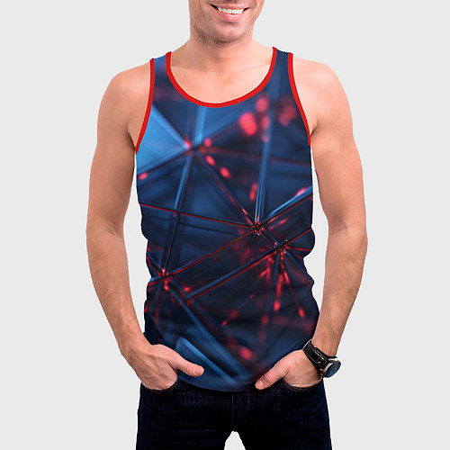 Мужская майка без рукавов Абстрактные треугольные элементы / 3D-Красный – фото 3