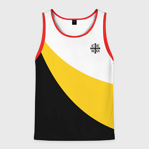 Мужская майка без рукавов За веру царя и святую триединую Русь Малая черная / 3D-Красный – фото 1