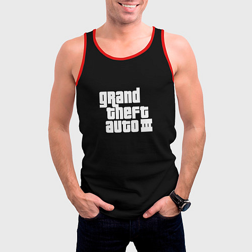 Мужская майка без рукавов GTA3 logo / 3D-Красный – фото 3