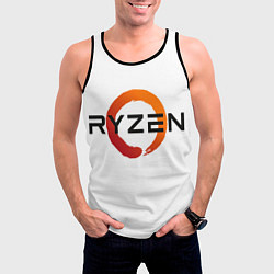 Майка-безрукавка мужская AMD ryzen logo white, цвет: 3D-черный — фото 2