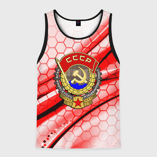 Мужская майка без рукавов СССР текстура броня / 3D-Черный – фото 1