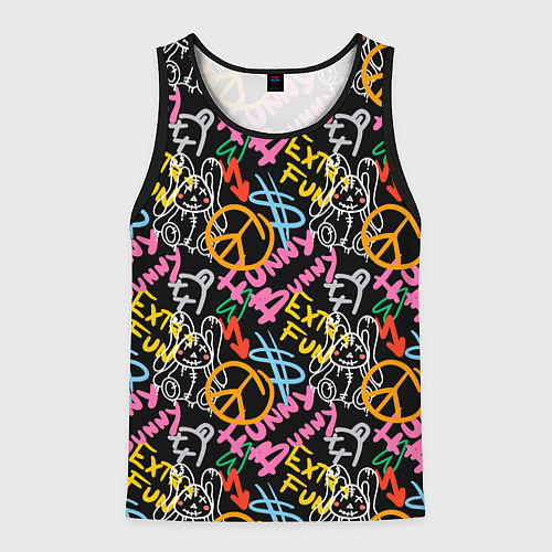 Мужская майка без рукавов Funny bunny color graffiti pattern / 3D-Черный – фото 1