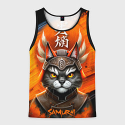 Мужская майка без рукавов Cat samurai