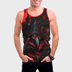 Майка-безрукавка мужская Чумной доктор с пылающим взором, цвет: 3D-красный — фото 2