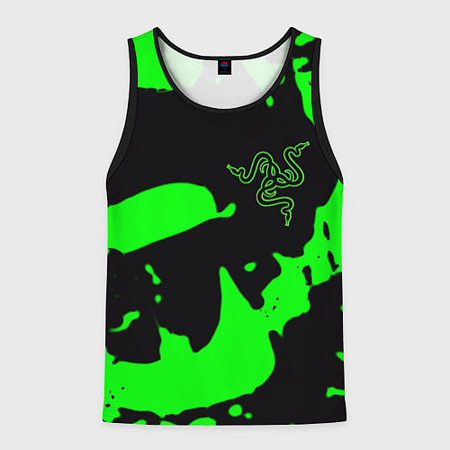 Мужская майка без рукавов Razer кислотный стиль краски / 3D-Черный – фото 1