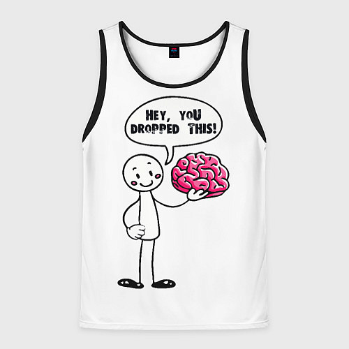 Мужская майка без рукавов Мем с человечком - выпал мозг / 3D-Черный – фото 1