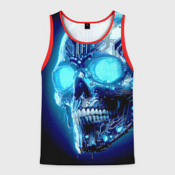 Майка-безрукавка мужская Neon cyber skull - ai art, цвет: 3D-красный