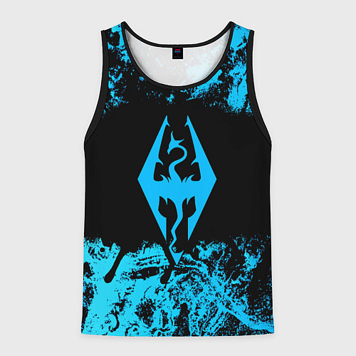 Мужская майка без рукавов Skyrim краски лого / 3D-Черный – фото 1