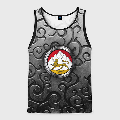 Мужская майка без рукавов Металический орнамент и герб Осетии / 3D-Черный – фото 1