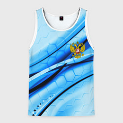 Мужская майка без рукавов Герб РФ соты текстура