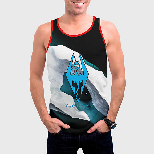 Мужская майка без рукавов The Elder Scrolls краски текстура / 3D-Красный – фото 3