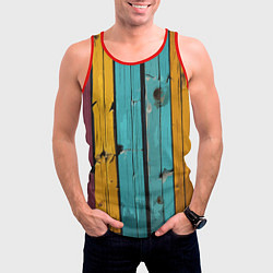 Майка-безрукавка мужская Цветные доски, цвет: 3D-красный — фото 2