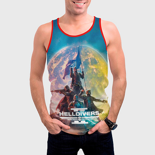 Мужская майка без рукавов Эскалация свободы Helldivers 2 / 3D-Красный – фото 3