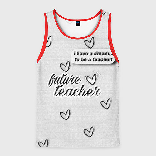 Мужская майка без рукавов Надпись будущий учитель / 3D-Красный – фото 1