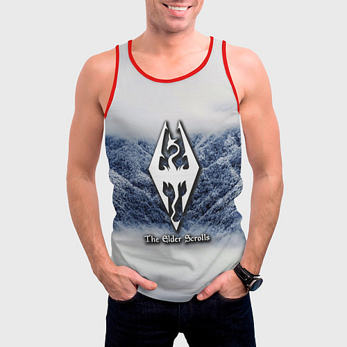 Мужская майка без рукавов Cкайрим зима / 3D-Красный – фото 3