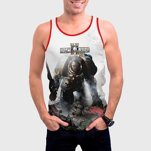 Мужская майка без рукавов Warhammer 40000 space marine 2 poster / 3D-Красный – фото 3