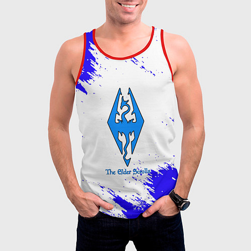 Мужская майка без рукавов Скайрим зима / 3D-Красный – фото 3