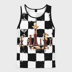 Майка-безрукавка мужская Шахматные фигуры на доске, цвет: 3D-черный