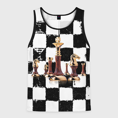 Мужская майка без рукавов Шахматные фигуры на доске / 3D-Черный – фото 1