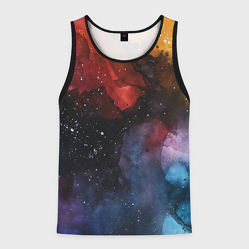 Мужская майка без рукавов Акварельная цветная абстракция / 3D-Черный – фото 1