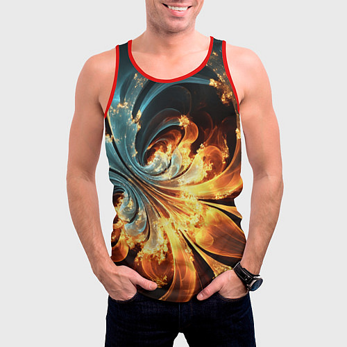 Мужская майка без рукавов Абстрактный фрактал / 3D-Красный – фото 3