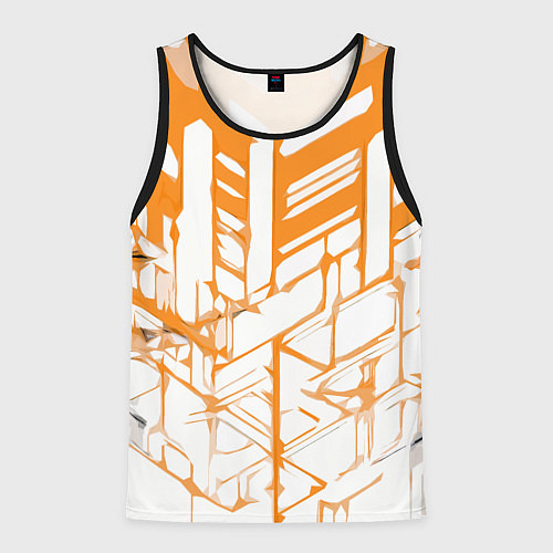 Мужская майка без рукавов Агрессивные оранжевые полосы на белом фоне / 3D-Черный – фото 1