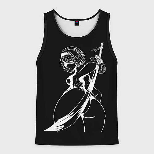 Мужская майка без рукавов 2B с катаной - Nier automata / 3D-Черный – фото 1