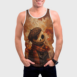 Майка-безрукавка мужская Тыквенный Джек в кепке, цвет: 3D-белый — фото 2