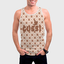 Майка-безрукавка мужская Гусси - узор в стиле Гучи, цвет: 3D-белый — фото 2