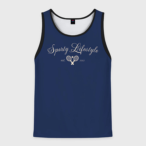 Мужская майка без рукавов Sporty lifestyle синий фон для тенниса / 3D-Черный – фото 1
