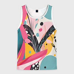 Мужская майка без рукавов Листья цветы абстракция