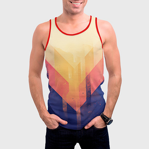 Мужская майка без рукавов Abstract art - geometric shapes / 3D-Красный – фото 3