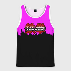 Майка-безрукавка мужская Tekken розовая геометрия, цвет: 3D-белый