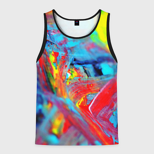 Мужская майка без рукавов Абстрактные краски неон / 3D-Черный – фото 1