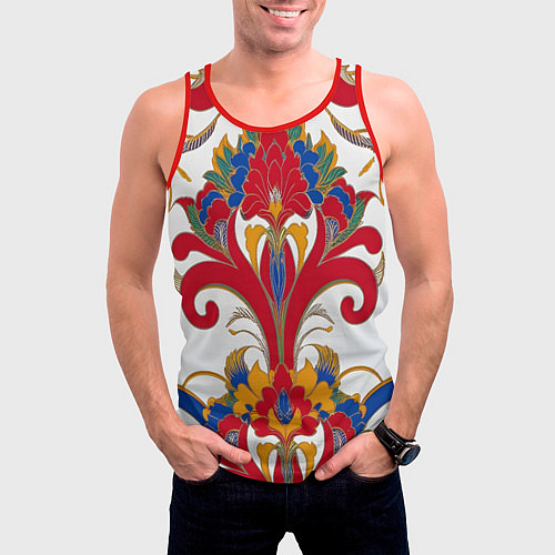 Мужская майка без рукавов Яркий алый узор / 3D-Красный – фото 3